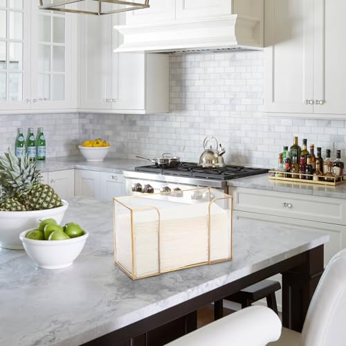 TOLIDA Rectangular Glass Paper Towel Holder - Gold Glass Folded Paper Towel Dispenser for Tabletop Dinner, Hand Towels Holder, Multi-Functional Storage Holder for Cosmetics and Coffee Jars - Image 7