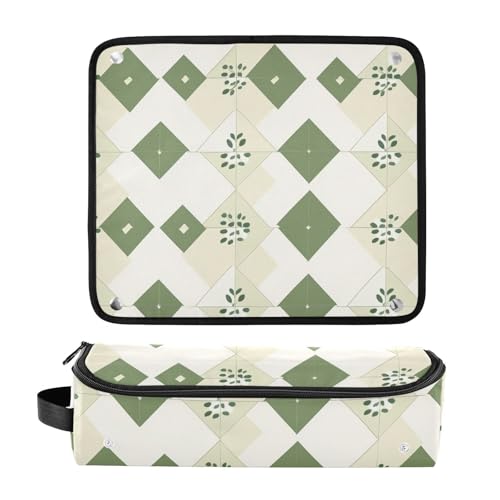 Bolsa de Viaje para Herramientas de Cabello con Tapete Resistentes al Calor y Organizador Extraíble para Planchas, Alisadores y Rizos, Estuche de Viaje Verde Blanco con Eucalipto para Mujer miniatura 3