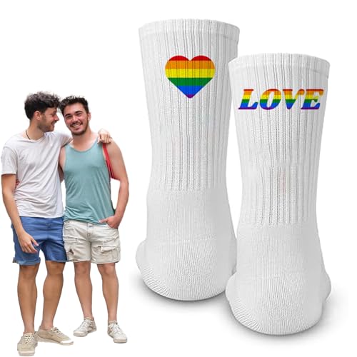Scinzene Pride Socken 36-46 - Regenbogen Accessoires, CSD Pride Socken Unisex für Damen und Herren, LGBTQ Pride Accessoires mit Design im Rainbow Fersenbereich