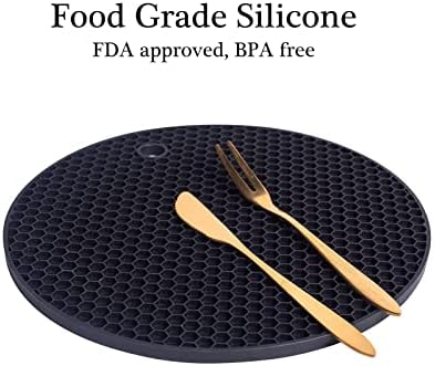 Orrdiffi Silicone Trivet Pot Mat for Hot Pots and Pans Hot Pads Durable Non Slip Coasters Heat Resistant Mats Durable Flexible(Black)