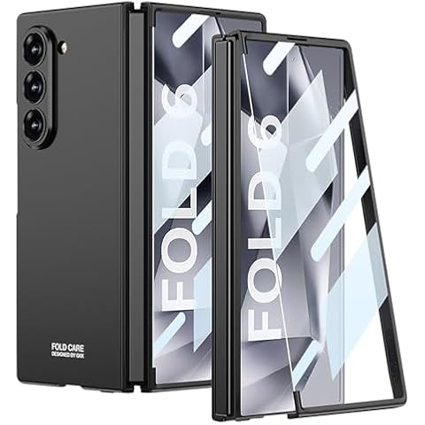 DEMCERT for Samsung Galaxy Z Fold 6 Case with Screen Protector, Ultra Thin PC Hard Shockproof Camera Lens Protector Bumper Cover for Samsung Z Fold 6 (Black) Cover