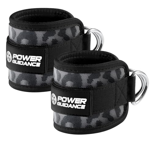 POWER GUIDANCE Knöchelriemen für Kabelzugmaschine, professioneller Kickback-Knöchelriemen für Gesäßtraining, Beinstrecker (Leopard)