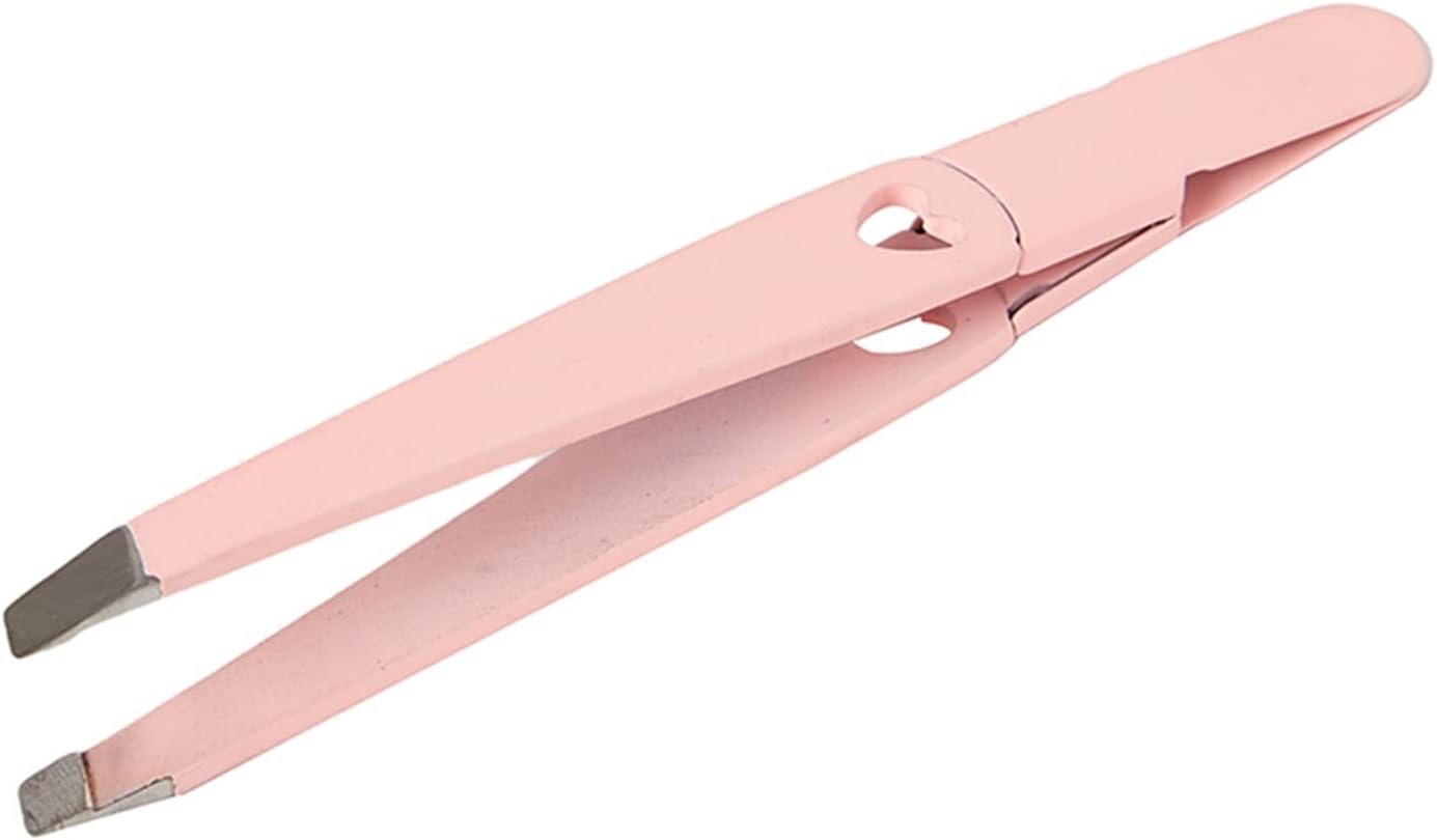Hair Removal Tweezers Professional Eyebrow Tweezers Stainless Steel Slanted Eye Brow Clips Makeup Tool Tweezers(Yellow) (Pink)