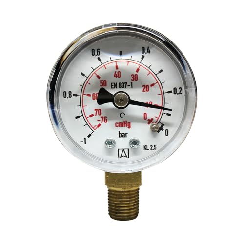 3S SuperSamaStore - Vacuomètre Ø 40, Manomètre à Vide Professionnel, Échelle 0/-1 Bar - 0/-76 CmHg, Raccord Radial 1/8 Npt