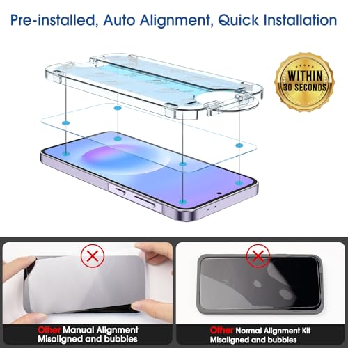 Image of amFilm OneTouch for Samsung Galaxy A57 Screen Protector Tempered Glass | Auto-Alignment, 30s Install, Bubble Free, Scratch & Drop Protection, HD Clear, Camera Lens Protector, 2+2 Pack (A57-6.7'')