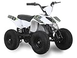 SYX MOTO ATV CUB Electric Mini Dirt Quad 4 Wheeler EPA Approved for kids up to 110lbs,WHITE