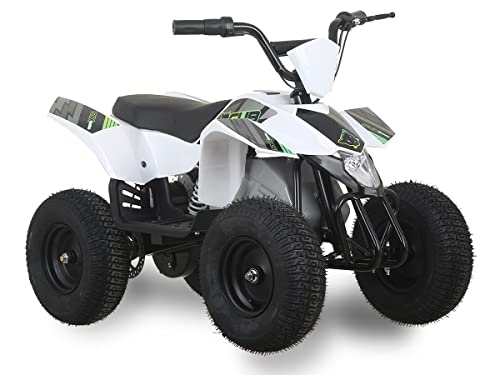 SYX MOTO ATV CUB Electric Mini Dirt Quad 4 Wheeler EPA Approved for kids up to 110lbs,WHITE