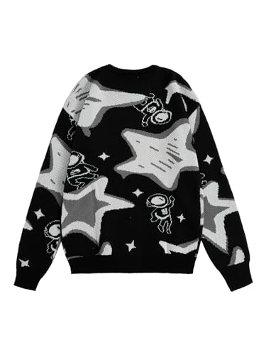 Men's Graphic Oversized Sweater Star Long Sleeve Crewneck Knitted Pullovers2