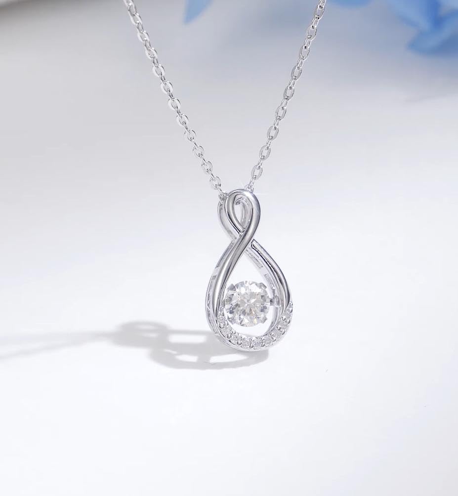 S925 Sterling Silver 0.2 Carat Diamond and 0.46 Carat Created Moissanite Infinity Necklace for Women, Jewelry Gifts for Her 18-20 Inch - Image 5