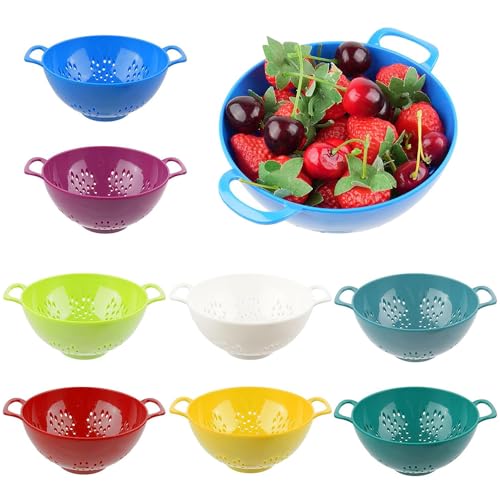 8 Pcs Colander for Kitchen,Plastic Colander,Durable Berry Colanders Food Strainers,Mini Strainer,with Double Handles,Food Strainer,for Fruits,Vegetables,Pasta,Meat