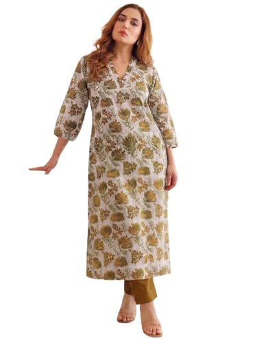 Image of ANNI Designer Kurta Set for Women Erode Rayon Printed | Kurti Set for Woman | Kurta Pant 2 Piece Outfit | V Neck 3 /4 Sleeve Regular Fit Ethnic Dress Stylish Kurta Sets for Women Clothing