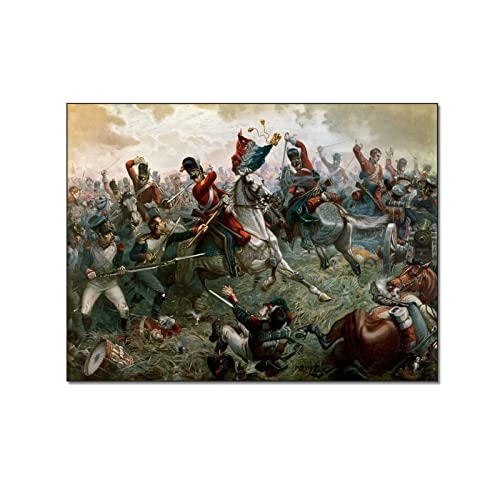 QITEX Wall Art Living Room Art Posters Battle of Waterloo 18 June 1815 Wall Decor Abstract Poster Wall Art Paintings Canvas Wall Decor Home Decor 40x60cm No Frame