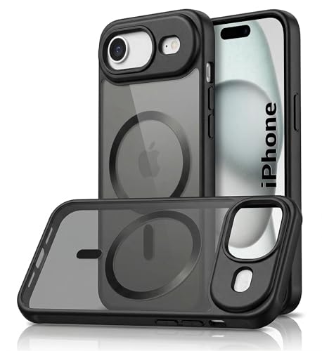 Image of Amazon Basics Designed for iPhone 17 Air Case | Camera Protection Translucent Matte Hard Back Cover Compatible with Mag-Safe (TPU+Polycarbonate | Frost Black)