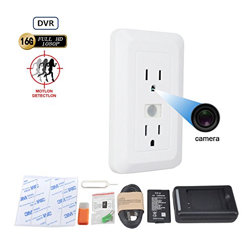 Spy Camera Outlet Fuvision Motion Activated Hidden Camera with 1080P FHD Pinhole Camera 15 Days Battery Life and 16GB Memory Loop Recording DVR Perfect for Home Security and Surveillance(Decoy Outlet)