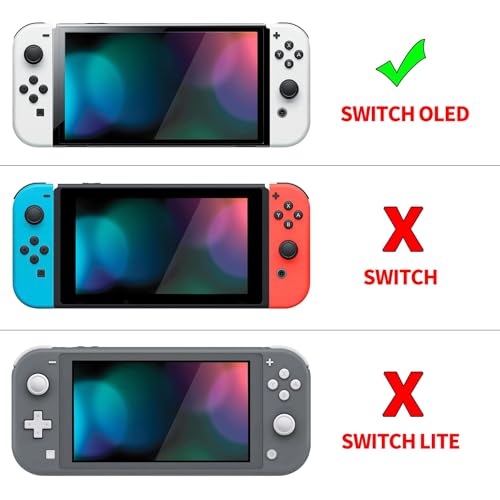 Image of playvital Protective Case for Nintendo Switch OLED with Extra Stand - Cherry Blossoms Kitten Dockable Hard Shell Cover + Silicone Grips for Switch OLED with Thumb Grips, Shockproof - Pink