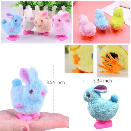 Image of Bunny and Jumping Chick Wind Up Toys Novelty Chicken Hopping Windup Toy for Kids Toddlers Adult Easter Egg Hunt Basket Stocking Stuffers Party Gifts [AssortedColor] (4 PIC-Jumping-Rabbit)