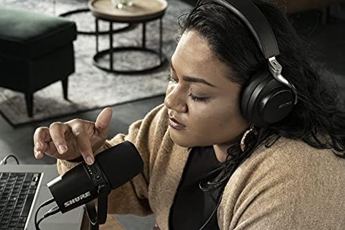 Shure MV7 USB Microphone with Tripod, for Podcasting, Recording, Streaming & Gaming, Built-In Headphone Output, All Metal USB/XLR Dynamic Mic, Voice-Isolating Technology, TeamSpeak Certified - Black