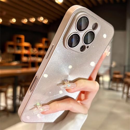 Coque iPhone 15 Pro Or Titane pailletée luxe avec protection caméra premium