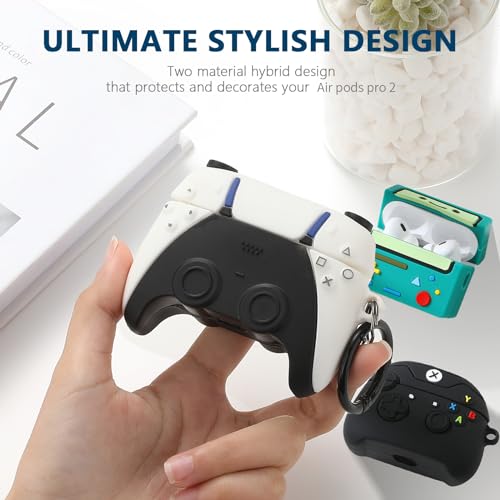 Image of [3Pack] Gedicht Airpods Pro 2nd Generation Case, Funny 3D Cartoon Game Controller Design Silicone Soft Cover with Keychain for Kids, Women, Men - Compatible with Airpods Pro 2