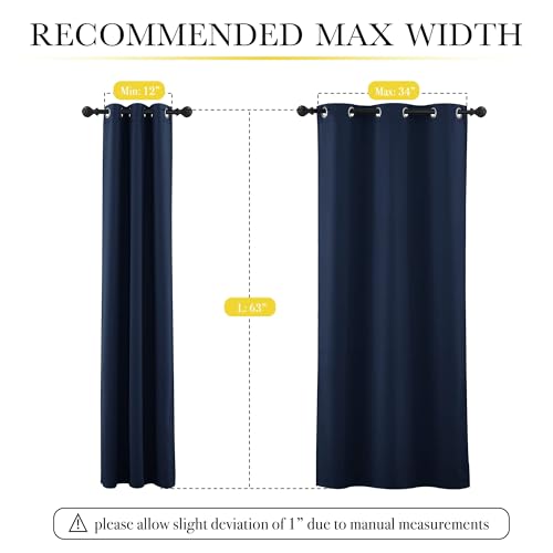 Image of NICETOWN 100% Blackout Curtain Panels, Thermal Insulated Same Color Liner Curtains for Nursery Room, Noise Reducing and Cold Blocking Drapes for Windows (2 Panels, Navy Blue, W42 x L63)
