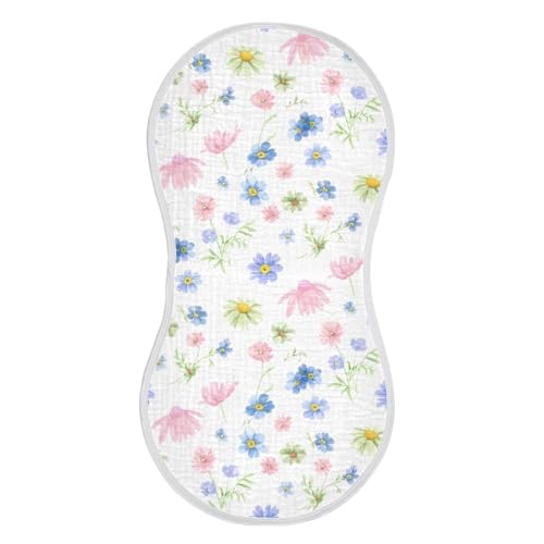 Baby Burp Cloths, Soft Absorbent Burping Cloths for Babies, Cotton Milk Spit Up Rags, Large Size for Newborns, Baby Boys and Girls (Watercolor Daisies)