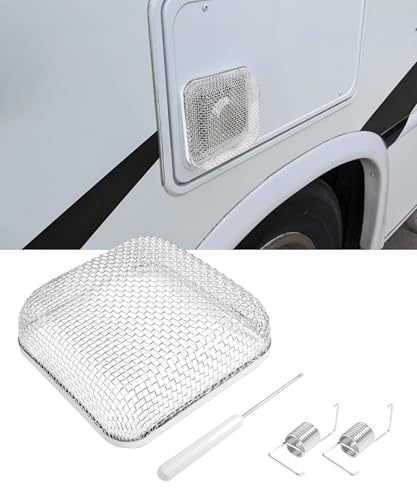 2-Pack RV Furnace Vent Screens - Stainless Steel Bug Covers With Installation Tool, Fits Most RVs & Campers