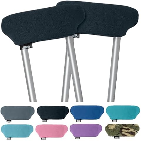 Universal Crutch Underarm Pad Covers - Luxurious Soft Fleece with Sculpted Memory Foam Cores (Classic Black) Cover