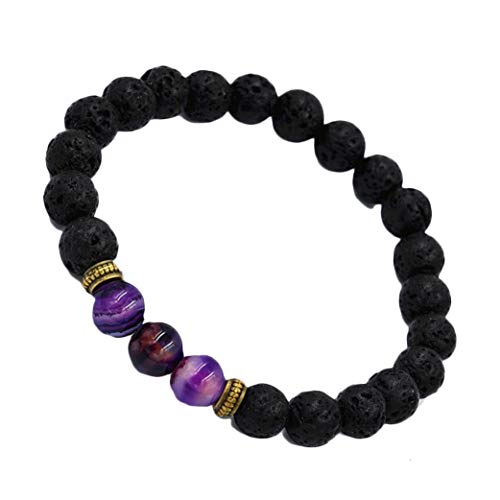 BEUU Tiger Eye Mens Bracelet Gifts - 8mm Tiger Eye Lava Rock Stone Mens Anxiety Bracelets, Stress Relief Adjustable Tiger Eye Bracelet Aromatherapy Essential Oil Diffuser Lava Bracelet Gifts for Men