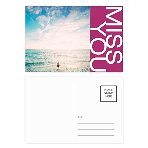 Carte postale ocean sable et plage : lot de 20 grandes cartes de remerciement multicolores 5.7x3.8