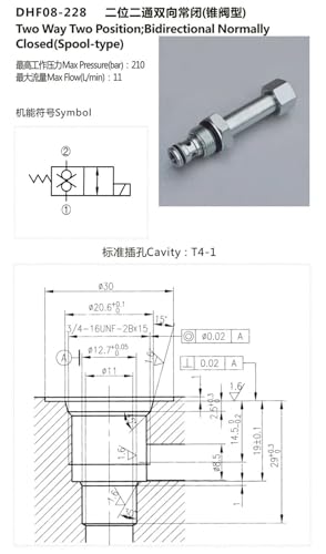 Valve hydraulique DHF08-228 cartouche directionnelle solénoïde décharge - 8