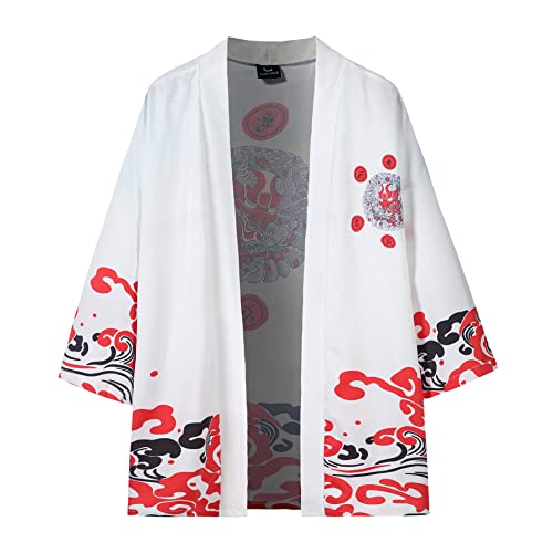 Image of PRIJOUHE Mens Kimono Set Japanese Haori & Shorts 2 Piece Summer Outfits