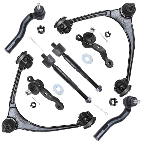 Image of Detroit Axle - 8pc Front End Control Arms Kit for 02-10 Lexus SC430, 2 Upper Control Arms w /Ball Joint 4 Tie Rod Ends 2 Lower Ball Joints 2002 2003 2004 2005 2006 2007 2008 2009 2010 Replacement