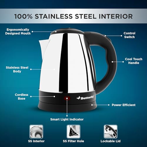Image of Butterfly EKN 1.8L 1500 Watt Electric Water Kettle (Stainless Steel)