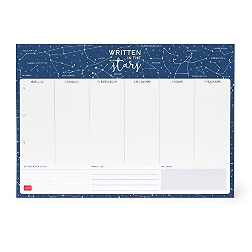 Legami Dw0006 - Planning De Escritorio, Smart Week, 34 X 24 Cm, 55 Hojas Extraíbles, Tema Stars, Para Anotar Proyectos, Adornos, Grapas, Papel De 80 G/M², Fabricado En Italia