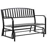 Metal Outdoor Glider Bench Waterproof Patio Glider Bench Porch Glider Swing Rocking Chair Glider with Powder Coated Frame for Garden Porch Balcony Backyard Lawn
