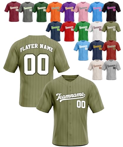 Custom Stripe Baseball Jerseys - Personalized Pinstripe Team Uniforms for Men, Women, Boys, Girls - Add Your Name, Number, Logo - Customized Baseball Shirts for Sports Fans, Teams, Events, Gifts