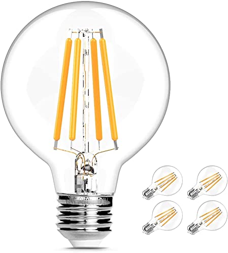 【Upgraded】 Dimmable G25 LED Globe Light Bulbs, Edison Light Bulbs 100W Equivalent, 1200 Lumens, 10W E26 Base Vanity Light Bulb with Warm White 2700K for Home Reading Room Bathroom Pendant, 4-Pack 【Upgraded】 Dimmable G25 LED Globe Light Bulbs, Edison Light Bulbs 100W Equivalent, 1200 Lumens, 10W E26 Base Vanity Light Bulb with Warm White 2700K for Home Reading Room Bathroom Pendant, 4-Pack