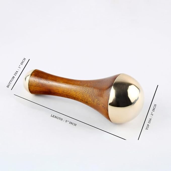 WITSOUL Double Cup kansa Wand face,Foot and Eye Massager/Unique Design - 2 in 1 Kansa/Two Different Sizes with Teak Wood Handle 1pcs - Image 3