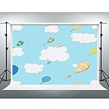 Blue Sky White Cloud Balloons Backdrop Kids Classic Book Background 7x5ft Baby Shower Graduation...