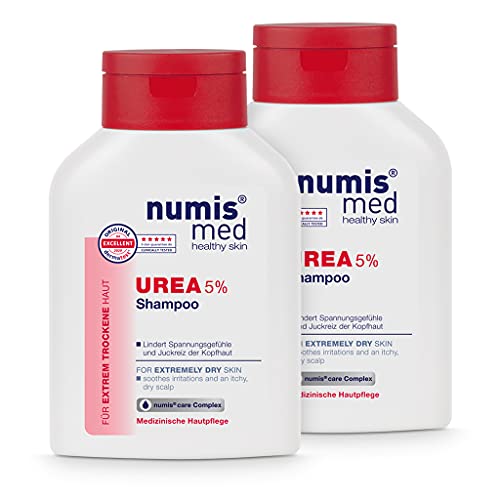 numis med Shampooing 5% d'urée - apaise le cuir chevelu extrêmement sec - anti démangeaisons - shampooings cheveux - végan sans silicones, parabènes et huiles minérales (2x 200 ml) Cover