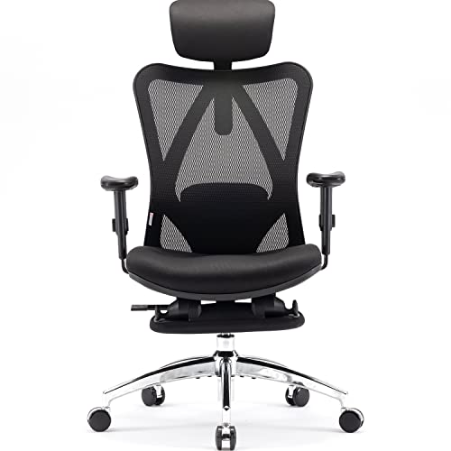 SIHOO M18 Ergonomic Office Chair, Desk Chair, with Lumbar Support for Headrest and Adjustable Armrest, High Mesh Backrest, Maximum Load 150 kg (Grey)