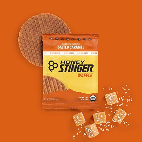 Image of Honey Stinger Organic Gluten Free Salted Caramel Waffle | Energy Stroopwafel for Exercise, Endurance and Performance | Sports Nutrition for Home & Gym, Pre and Post Workout | Box of 6 Waffles, 6.36 Oz