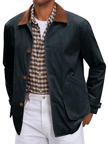 Runcati Mens Lightweight Casual Cotton Barn Jacket