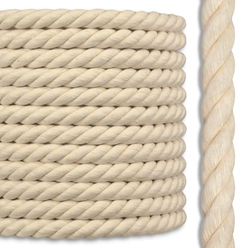 100% Cotton Rope | 3 Strand Twisted | Pure Natural Fiber | Made in USA | 5/8 inch x 300 feet
