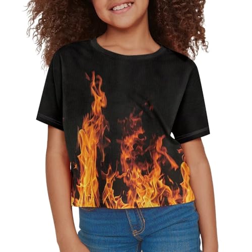 Image of Girls Crop Tees Crew Neck Casual Short Sleeve T Shirts Kids Loose Soft Comfortable Tees Blouses Shirt for Little Girl