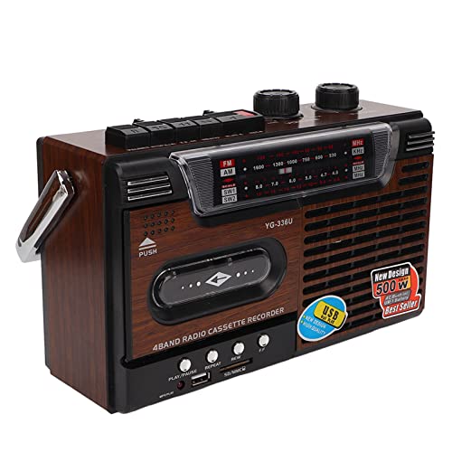 Lettore di cassette retrò boombox con lettore a cassette e radio AM/FM, altoparlante e jack per cuffie, registratore, supporto cassette,