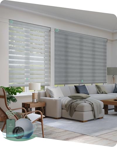 Yoolax Motorized Zebra Blinds Compatible with Alexa,Motorized Blinds with Remote