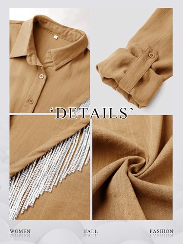 Image of MYMORE Womens Sparkly Fringe Shirt Western Cowgirl Country Concert Outfit
