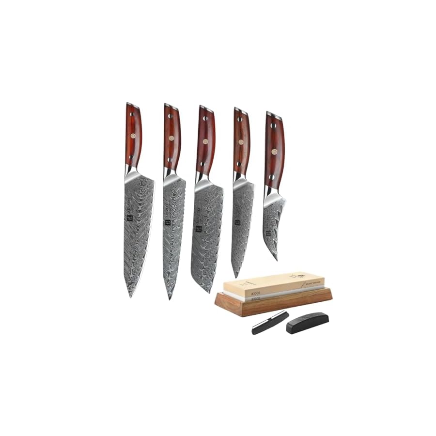 XINZUO-5-Pcs-Professional-Chef-Knife-Set-with-Extra-Large-Whetstone67-Layers-Damascus-Steel-Kitchen-Knife-Set-with-Sharpening-Stone-Dual-Grit XINZUO 5 Pcs Professional Chef Knife Set with Extra Large Whetstone,67 Layers Damascus Steel Kitchen Knife Set with Sharpening Stone-Dual Grit