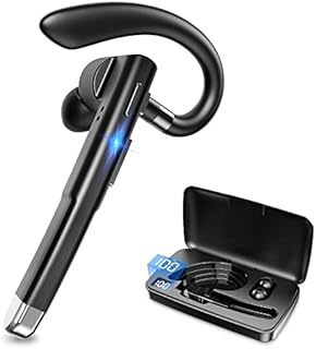 Bluetooth Headset Earpiece Handsfree Clear Call Wireless Bluetooth 5.1 Headphones with Noise Cancelling Microphone, 12H Talktime Earphone for Driving Office, Fast Charge, Compatible with Phone PC